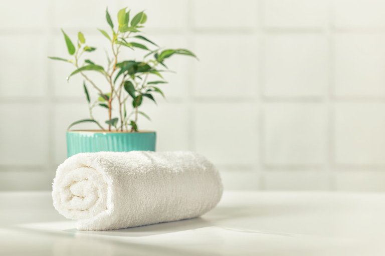 A pristine white folded towel resting on a counter, the &ldquo;cleaning&rdquo; tool at the center of the visualization